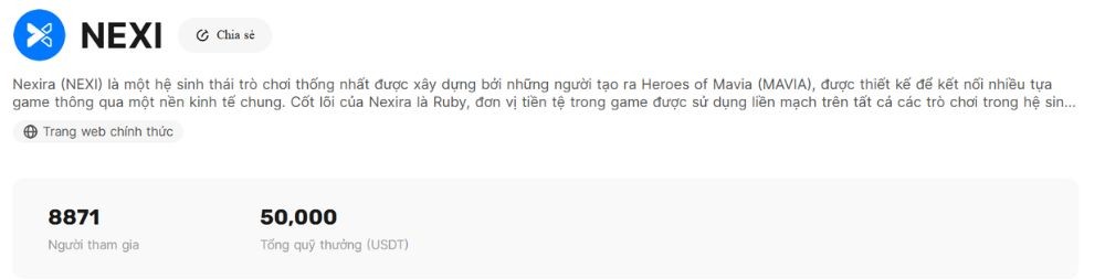 Niêm yết Nexira: Giao dịch Spot nhận thưởng 50,000 USDT trên BingX 1 Niêm yết NEXI