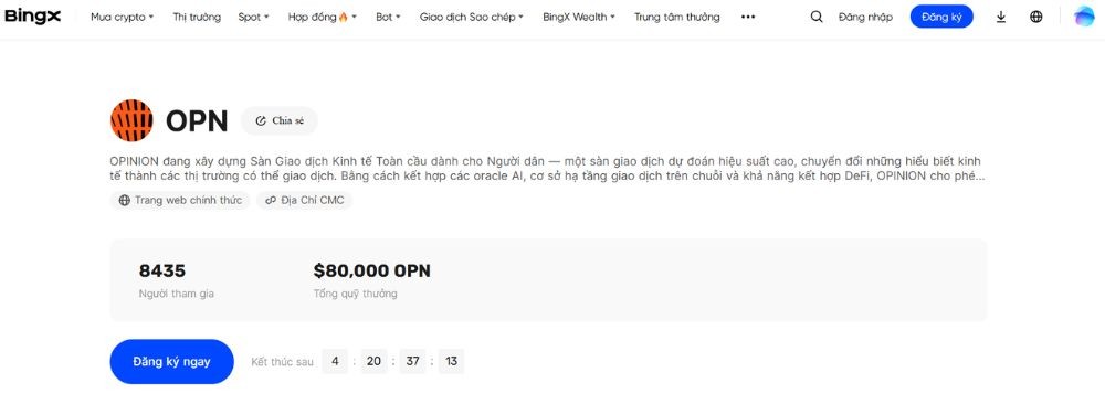 Niêm yết Opinion trên BingX