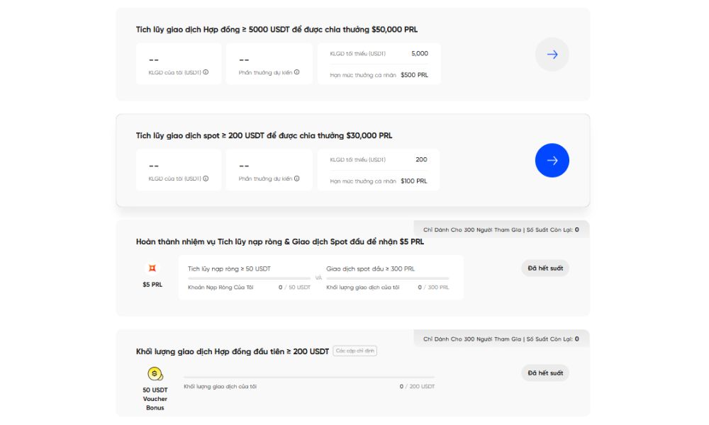 Nhận thưởng theo từng nhiệm vụ