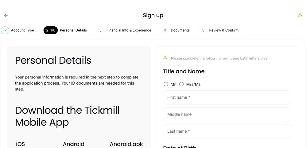 Cơ chế đối tác sàn Tickmill hoạt động như thế nào? 2 Tạo tài khoản sàn Tickmill