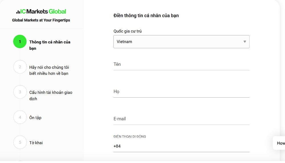 Đăng ký tài khoản sàn IC Markets