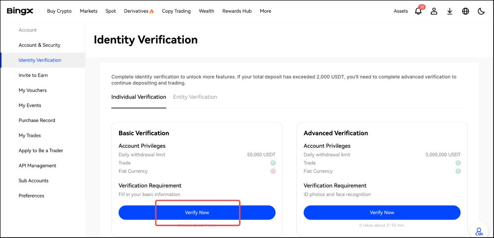 Hoàn thiện KYC sàn BingX