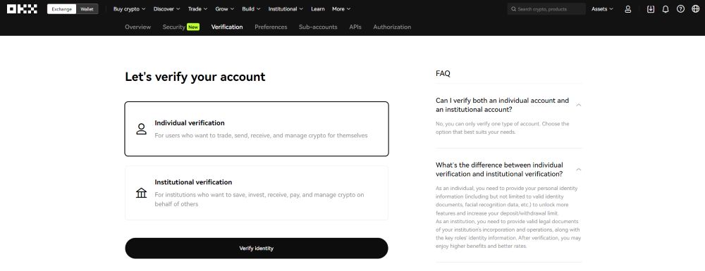 Hoàn tất KYC sàn OKX