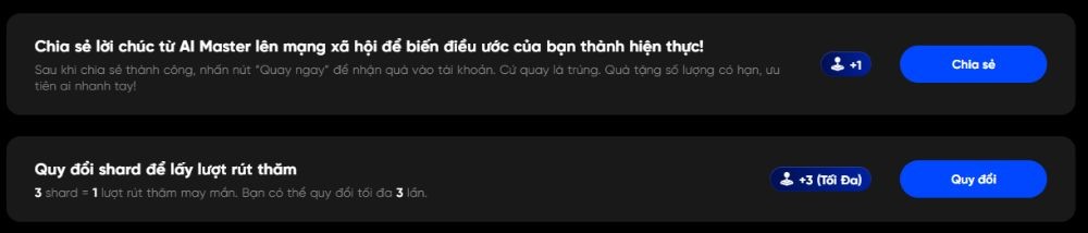 Hoàn thành nhiệm vụ để nhận Shard