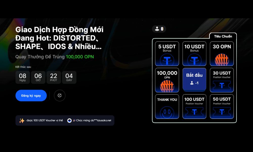 Sự kiện giao dịch hợp đồng trên BingX, quay thưởng trúng 100,000 OPN 7 Giao dịch hợp đồng