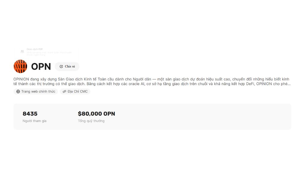 BingX ra mắt sự kiện niêm yết Opinion (OPN), quỹ thưởng đến $80,000 OPN 12 Niêm yết Opinion