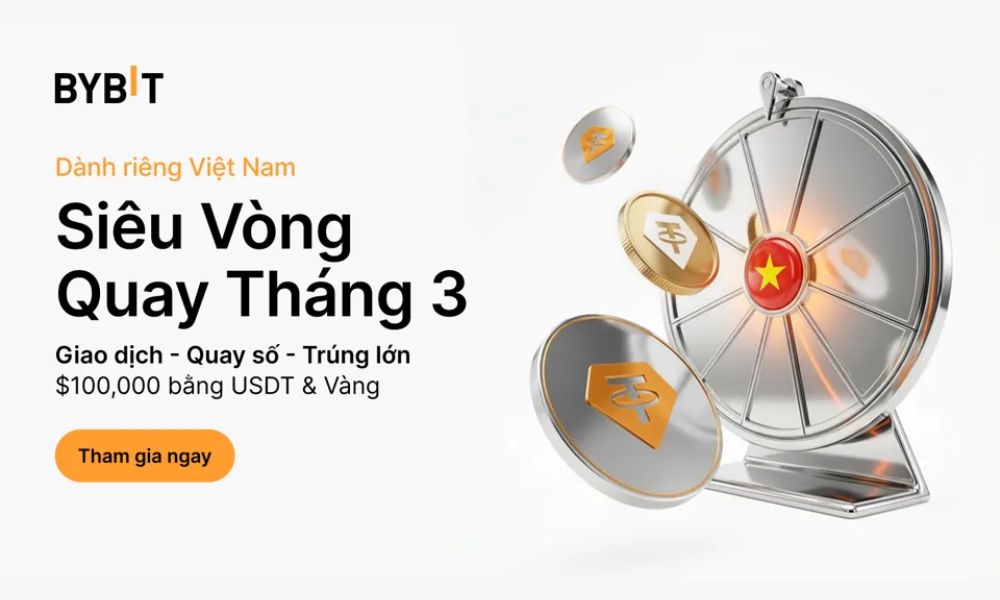 Siêu Vòng Quay Tháng 3 trên Bybit: Săn thưởng đến $100,000 & 4 cây vàng 3 Siêu vòng quay